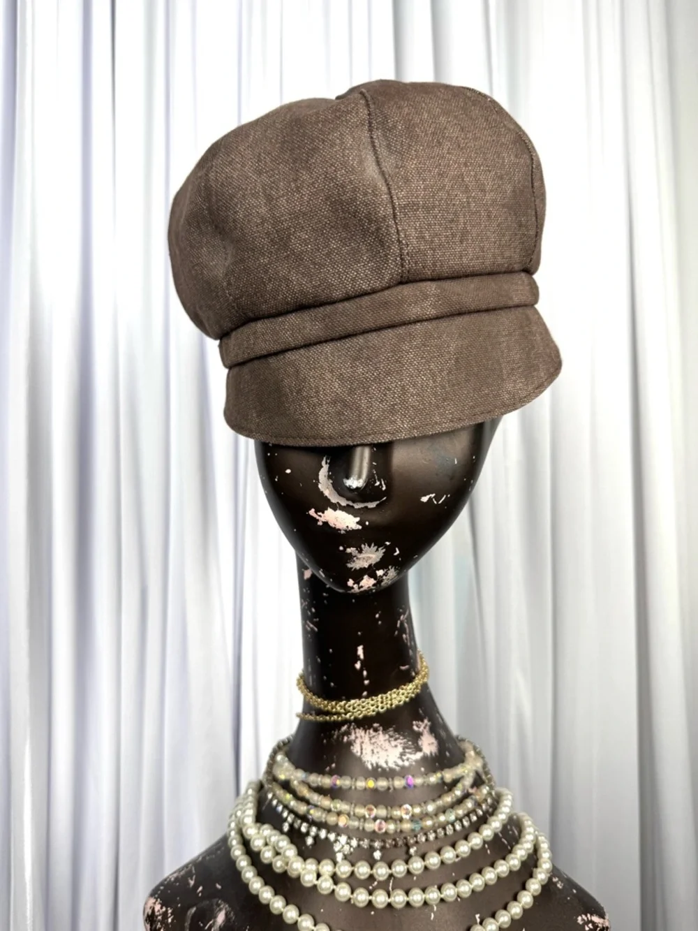 Nordstrom Brown Textured Newsboy Cap for Women